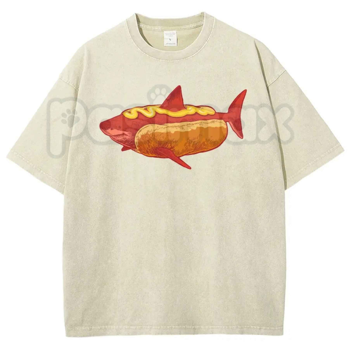 D Luxe- Shark Hotdog Funny Food T-Shirt