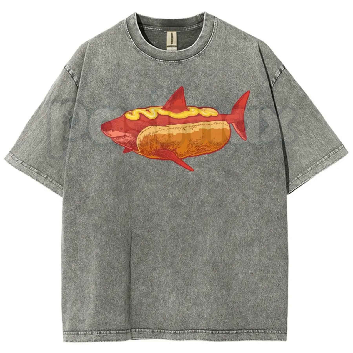 D Luxe- Shark Hotdog Funny Food T-Shirt