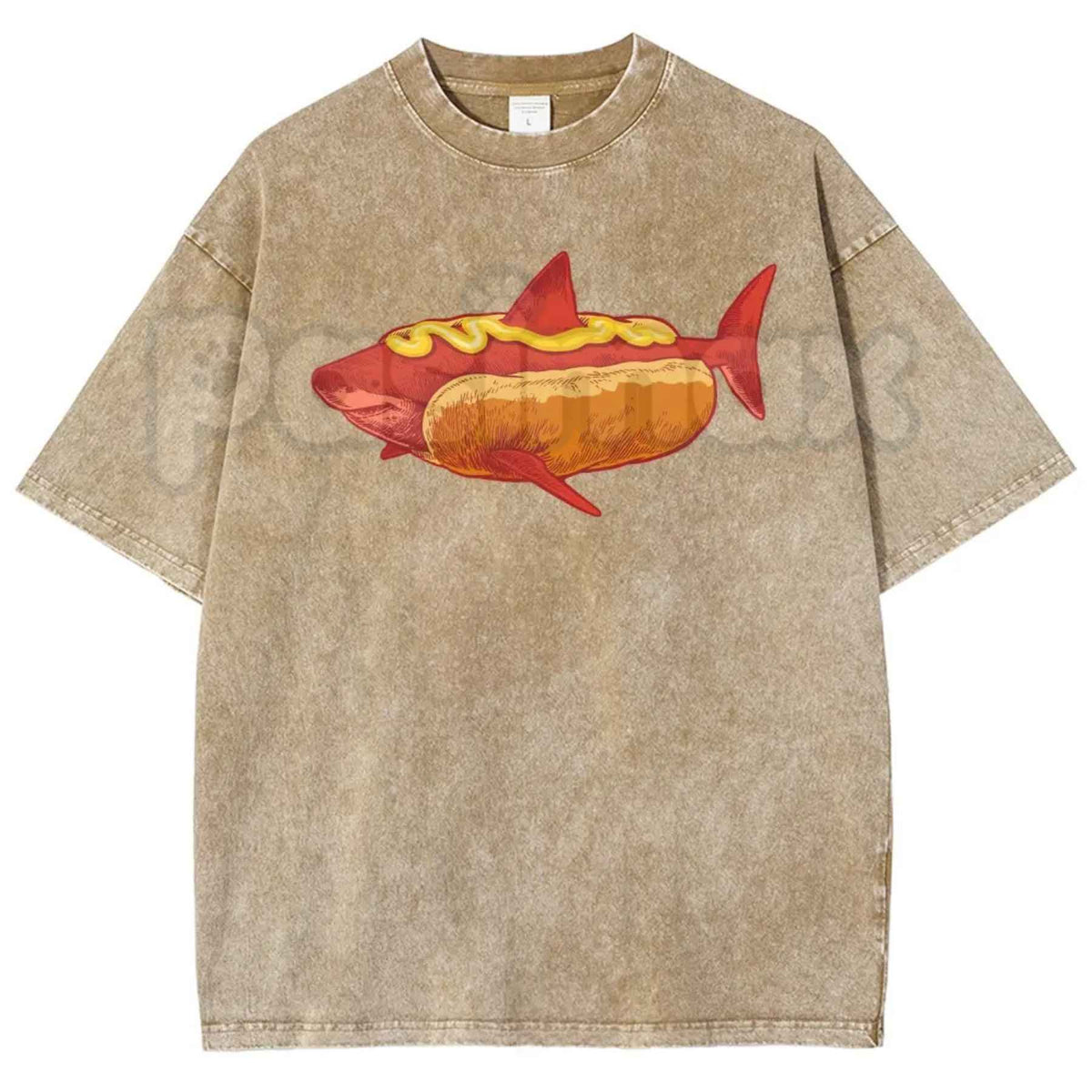 D Luxe- Shark Hotdog Funny Food T-Shirt