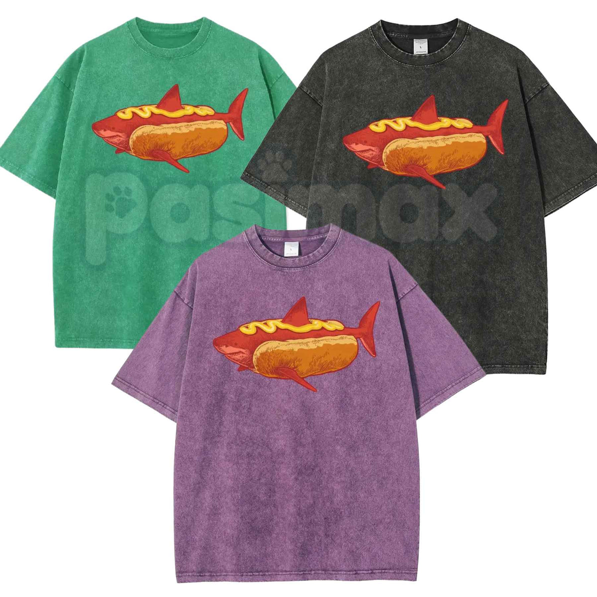 D Luxe- Shark Hotdog Funny Food T-Shirt